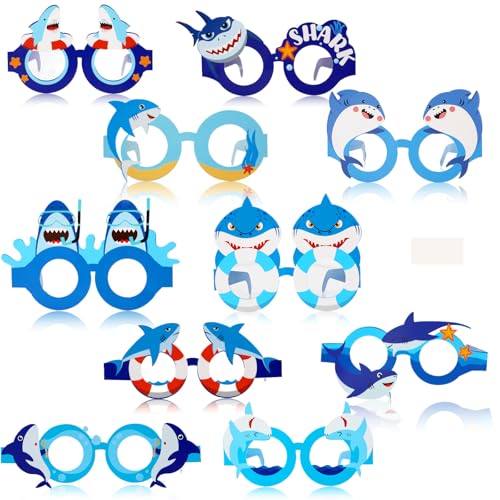 JULBEAR 30 Stück Hai-Party-Papierbrillen, Kinder, Ozean, Meer, Tier, Papierbrillen, Fotoautomaten-Requisiten, Hai-Thema, Geburtstag, unter dem Meer, Partyzubehör für Kinder, Jungen, Mädchen JULBEAR 30 Stück Hai-Party-Papierbrillen, Kinder, Ozean, Meer, Tier, Papierbrillen, Fotoautomaten-Requisiten, Hai-Thema, Geburtstag, unter dem Meer, Partyzubehör für Kinder, Jungen, Mädchen von JULBEAR