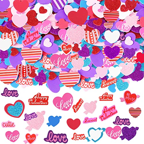 JULBEAR Sticker Liebe, 300 Stück Herz Moosgummi Selbstklebend Moosgummi Glitzer Sticker Deko Aufkleber Selbstklebende Schaumstoff Sticker DIY Filz Bastelset für Valentinstag Hochzeit Muttertag von JULBEAR