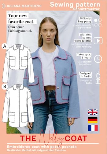 Schnittmuster Jacke Damen (Gr. XS-XXXL) Papierschnittmuster mit Nähanleitung zum Nähen ohne Nähmaschine Weiß von JULIANA MARTEJEVS