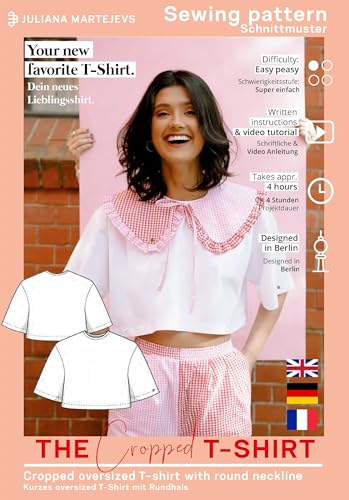 Schnittmuster Kurzes T-Shirt Damen (Gr. XS-XXXL) Papierschnittmuster mit Nähanleitung zum Nähen von JULIANA MARTEJEVS