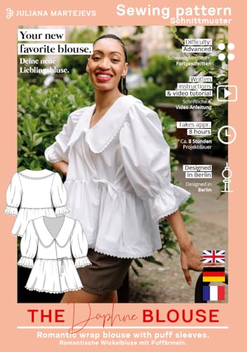 Wickelbluse Schnittmuster Damen (Gr. XS-XXXL) Papierschnittmuster mit Nähanleitung zum Nähen von JULIANA MARTEJEVS