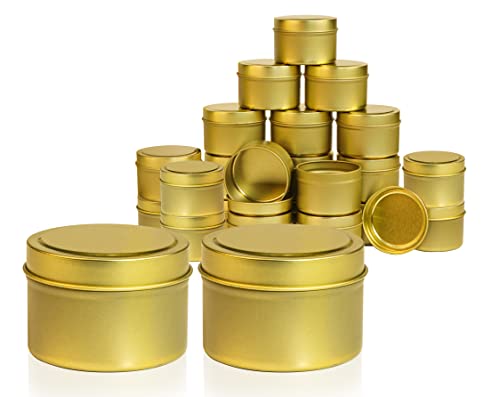 JULWHISPER Goldene Kerzendosen 118 ml für die Kerzenherstellung, 24 Stück Kerzenbehälter, Großkerzengläser für die Kerzenherstellung – (Gold) von JULWHISPER