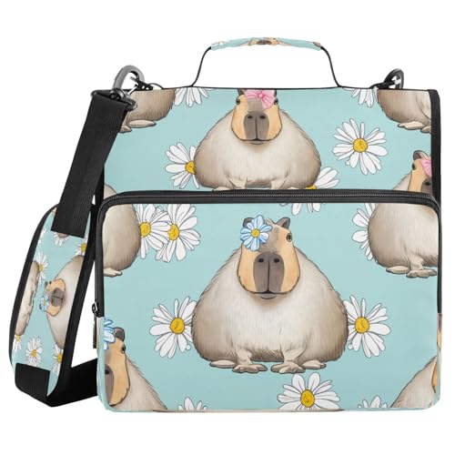JUMBEAR A4 Konferenzmappe mit Reißverschluss, Business-Dokumententasche, Portfolio mit Ringbuch, Notizbuch, Business-Dokumente, Aktenordner, -Cute Capybara von JUMBEAR