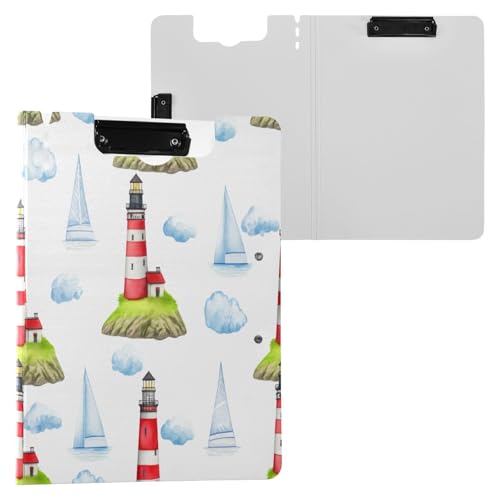 JUMBEAR Aquarell-Klemmbrett mit gestreiften Leuchttürmen, A4 mit Doppel-Clips, faltbares Klemmbrett mit Abdeckung, leichter persönlicher Organizer, geeignet für Krankenhaus, Büro, Schule, Geschäft JUMBEAR Aquarell-Klemmbrett mit gestreiften Leuchttürmen, A4 mit Doppel-Clips, faltbares Klemmbrett mit Abdeckung, leichter persönlicher Organizer, geeignet für Krankenhaus, Büro, Schule, Geschäft von JUMBEAR