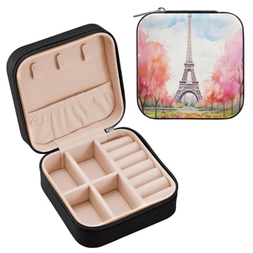 JUMBEAR Aquarell-Schmuckkästchen Paris Eiffelturm für Damen, Reise-Schmuckkästchen, Reise-Schmucketui, kleine Schmuckschatulle für Halsketten, Armbänder, Ohrringe JUMBEAR Aquarell-Schmuckkästchen Paris Eiffelturm für Damen, Reise-Schmuckkästchen, Reise-Schmucketui, kleine Schmuckschatulle für Halsketten, Armbänder, Ohrringe von JUMBEAR
