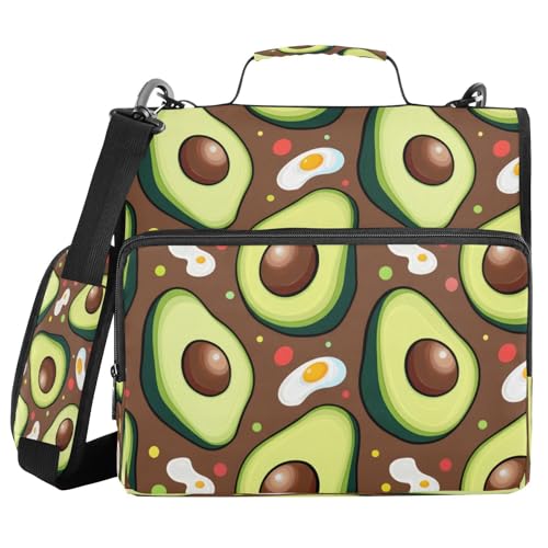 JUMBEAR Avocado-Ordner mit Reißverschluss, 3,8 cm O-Ringe, Fächermappe, mehrere Taschen, Kapazität 600 Blatt, Grün von JUMBEAR