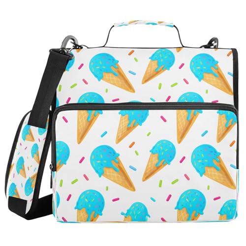 JUMBEAR Blue Ice Cream Ordner mit Reißverschluss, mit Schultergurt, 3,8 cm O-Ringe, Fächermappe, mehrere Taschen, Kapazität 600 Blatt JUMBEAR Blue Ice Cream Ordner mit Reißverschluss, mit Schultergurt, 3,8 cm O-Ringe, Fächermappe, mehrere Taschen, Kapazität 600 Blatt von JUMBEAR