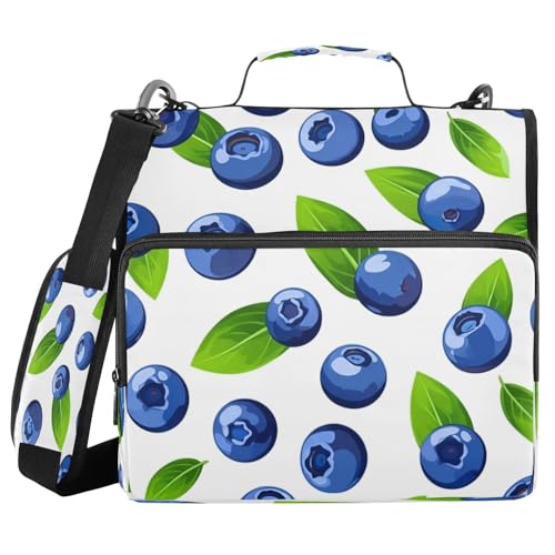 JUMBEAR Blueberries Ordner mit Reißverschluss und Schultergurt, 3,8 cm O-Ringe, Fächermappe, mehrere Taschen, Kapazität 600 Blatt JUMBEAR Blueberries Ordner mit Reißverschluss und Schultergurt, 3,8 cm O-Ringe, Fächermappe, mehrere Taschen, Kapazität 600 Blatt von JUMBEAR