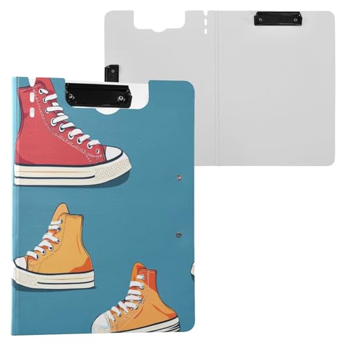 JUMBEAR Buntes Cartoon-Schuh-Klemmbrett A4 mit Doppel-Clips, faltbares Klemmbrett mit Abdeckung, leichter persönlicher Organizer, geeignet für Krankenhaus, Büro, Schule, Geschäft, Klassenzimmer von JUMBEAR
