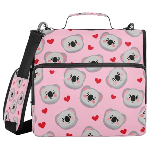 JUMBEAR Cartoon-Koala-Reißverschluss-Mappe mit Schultergurt, 3,8 cm O-Ringe, Fächermappe, mehrere Taschen, Kapazität 600 Blatt JUMBEAR Cartoon-Koala-Reißverschluss-Mappe mit Schultergurt, 3,8 cm O-Ringe, Fächermappe, mehrere Taschen, Kapazität 600 Blatt von JUMBEAR