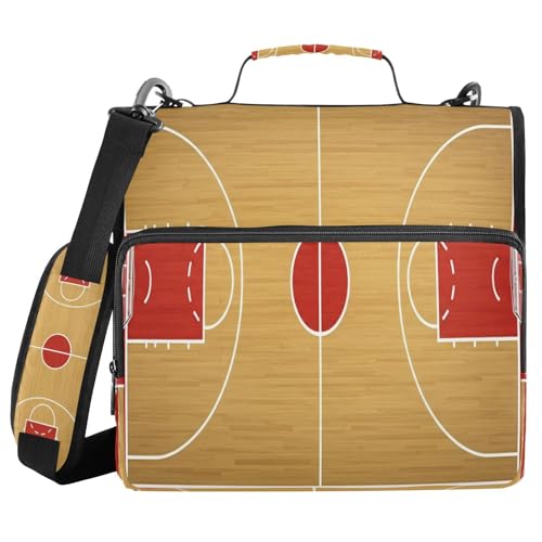 JUMBEAR Dokumentenmappe mit Reißverschluss und Schultergurt, 3,8 cm O-Ringe, Fächermappe, mehrere Taschen, Kapazität 600 Blatt von JUMBEAR