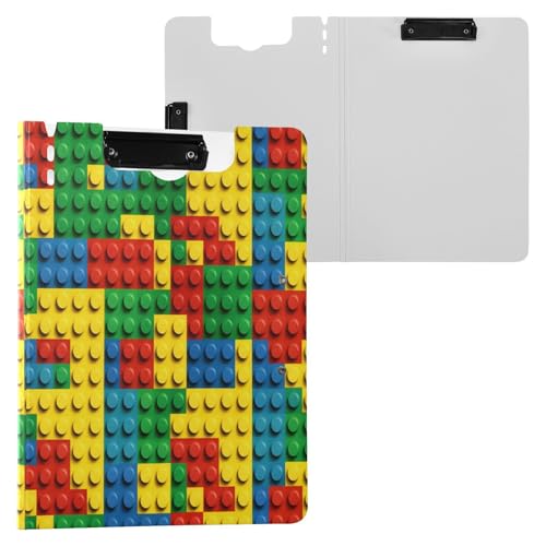 JUMBEAR Farbenfrohes Klemmbrett mit Spielzeug-Baustein-Muster, A4 mit Doppel-Clips, faltbares Klemmbrett mit Abdeckung, leichter persönlicher Organizer, geeignet für Krankenhaus, Büro, Schule JUMBEAR Farbenfrohes Klemmbrett mit Spielzeug-Baustein-Muster, A4 mit Doppel-Clips, faltbares Klemmbrett mit Abdeckung, leichter persönlicher Organizer, geeignet für Krankenhaus, Büro, Schule von JUMBEAR