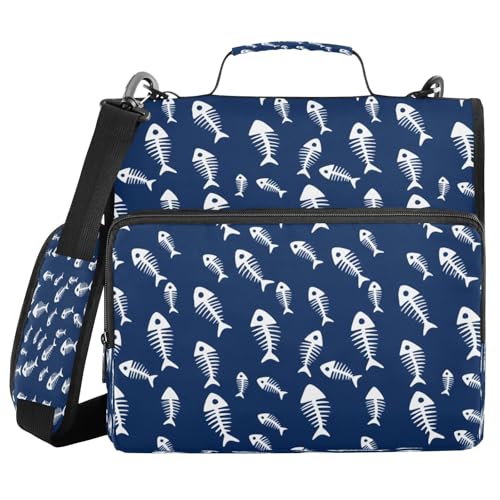 JUMBEAR Fischgräten-Ordner mit Reißverschluss, mit Schultergurt, 3,8 cm O-Ringe, Fächermappe, mehrere Taschen, Kapazität 600 Blatt von JUMBEAR