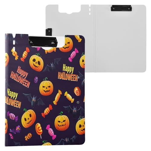 JUMBEAR Halloween-Kürbis-Klemmbrett A4 mit Doppel-Clips, faltbares Klemmbrett mit Abdeckung, leicht, persönlicher Organizer, geeignet für Krankenhaus, Büro, Schule, Geschäft, Klassenzimmer von JUMBEAR
