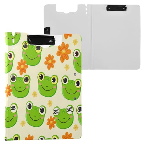 JUMBEAR Happy Cartoon Frosch Klemmbrett A4 mit doppelten Clips, faltbares Klemmbrett mit Abdeckung, leichter persönlicher Organizer, geeignet für Krankenhaus, Büro, Schule, Geschäft, Klassenzimmer JUMBEAR Happy Cartoon Frosch Klemmbrett A4 mit doppelten Clips, faltbares Klemmbrett mit Abdeckung, leichter persönlicher Organizer, geeignet für Krankenhaus, Büro, Schule, Geschäft, Klassenzimmer von JUMBEAR