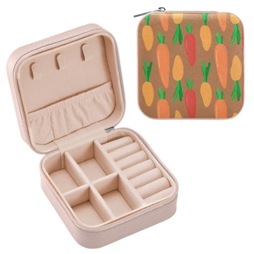 JUMBEAR Karotten-Reise-Schmuckschatulle für Damen, Mini-Reise-Schmuck-Aufbewahrungsbox für Halsketten, Armbänder, Ohrringe JUMBEAR Karotten-Reise-Schmuckschatulle für Damen, Mini-Reise-Schmuck-Aufbewahrungsbox für Halsketten, Armbänder, Ohrringe von JUMBEAR