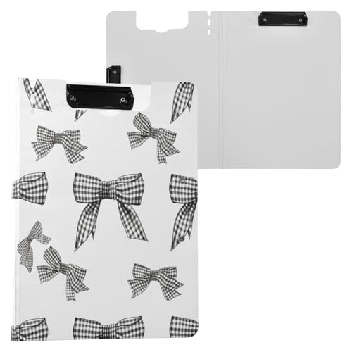 JUMBEAR Klemmbrett mit Gingham-Schleifen, A4, mit Doppel-Clips, faltbares Klemmbrett mit Abdeckung, leicht, persönlicher Organizer, geeignet für Krankenhaus, Büro, Schule, Geschäft, Klassenzimmer von JUMBEAR