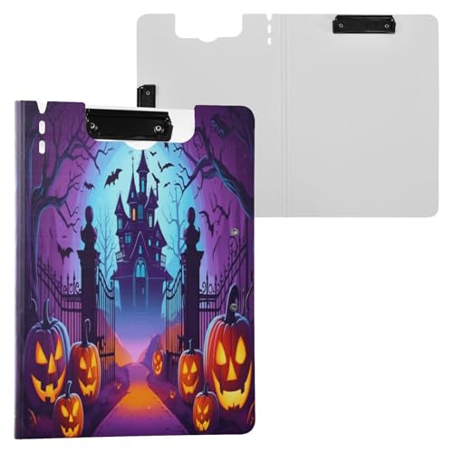 JUMBEAR Klemmbrett mit Halloween-Schloss, A4 mit Doppel-Clips, faltbares Klemmbrett mit Abdeckung, leicht, persönlicher Organizer, geeignet für Krankenhaus, Büro, Schule, Geschäft, Klassenzimmer JUMBEAR Klemmbrett mit Halloween-Schloss, A4 mit Doppel-Clips, faltbares Klemmbrett mit Abdeckung, leicht, persönlicher Organizer, geeignet für Krankenhaus, Büro, Schule, Geschäft, Klassenzimmer von JUMBEAR