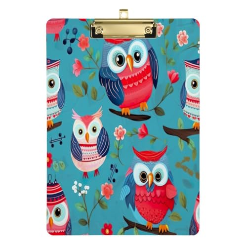 JUMBEAR Klemmbrett mit niedlichem Cartoon-Eulen-Design, 31,8 x 22,9 cm, A4 Standardbriefgröße, hartes Klemmbrett mit Metallclip, Büro-Klemmbretter für Krankenschwestern, Studenten, Büro JUMBEAR Klemmbrett mit niedlichem Cartoon-Eulen-Design, 31,8 x 22,9 cm, A4 Standardbriefgröße, hartes Klemmbrett mit Metallclip, Büro-Klemmbretter für Krankenschwestern, Studenten, Büro von JUMBEAR