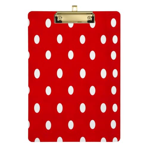 JUMBEAR Klemmbrett mit roten und weißen Punkten, 31,8 x 22,9 cm, A4 Standardbriefgröße, hartes Klemmbrett mit Metallclip, Büro-Klemmbretter für Krankenschwestern, Studenten, Büro JUMBEAR Klemmbrett mit roten und weißen Punkten, 31,8 x 22,9 cm, A4 Standardbriefgröße, hartes Klemmbrett mit Metallclip, Büro-Klemmbretter für Krankenschwestern, Studenten, Büro von JUMBEAR