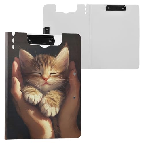 JUMBEAR Klemmbrett mit schlafender Katze, A4 mit Doppel-Clips, faltbares Klemmbrett mit Abdeckung, leicht, persönlicher Organizer, geeignet für Krankenhaus, Büro, Schule, Geschäft, Klassenzimmer JUMBEAR Klemmbrett mit schlafender Katze, A4 mit Doppel-Clips, faltbares Klemmbrett mit Abdeckung, leicht, persönlicher Organizer, geeignet für Krankenhaus, Büro, Schule, Geschäft, Klassenzimmer von JUMBEAR