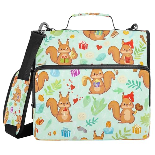 JUMBEAR Konferenzmappe mit Reißverschluss, A4-Format, mit Ringbuch, Notizbuch, Business-Dokumente, Aktenordner, Cartoon-Eichhörnchen von JUMBEAR