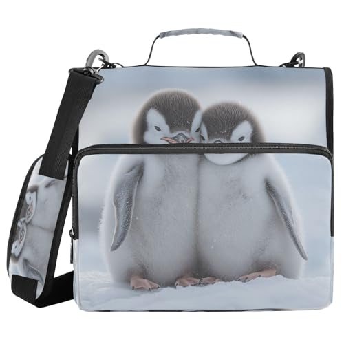 JUMBEAR Konferenzmappe mit Reißverschluss, A4-Format, mit Ringbuch, Notizbuch, Business-Dokumente, Aktenordner, Schnee-Pinguin von JUMBEAR