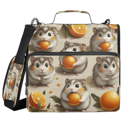 JUMBEAR Konferenzmappe mit Reißverschluss, A4-Format, mit Ringbuch, Notizbuch, Business-Dokumentenmappe, Hamster und Orange von JUMBEAR