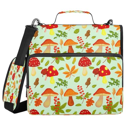 JUMBEAR Mappe mit Reißverschluss, Motiv: niedliche Pilze, mit Schultergurt, 3,8 cm O-Ringe, Fächermappe, mehrere Taschen, Kapazität 600 Blatt JUMBEAR Mappe mit Reißverschluss, Motiv: niedliche Pilze, mit Schultergurt, 3,8 cm O-Ringe, Fächermappe, mehrere Taschen, Kapazität 600 Blatt von JUMBEAR