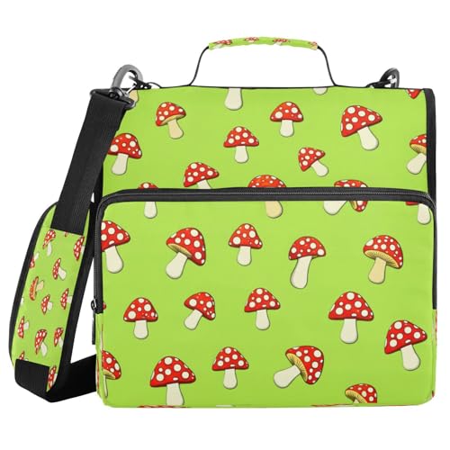 JUMBEAR Mappe mit Reißverschluss, Motiv: niedliche Pilze, mit Schultergurt, 3,8 cm O-Ringe, Fächermappe, mehrere Taschen, Kapazität 600 Blatt JUMBEAR Mappe mit Reißverschluss, Motiv: niedliche Pilze, mit Schultergurt, 3,8 cm O-Ringe, Fächermappe, mehrere Taschen, Kapazität 600 Blatt von JUMBEAR