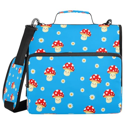 JUMBEAR Mappe mit Reißverschluss, Motiv: niedliche Pilze, mit Schultergurt, 3,8 cm O-Ringe, Fächermappe, mehrere Taschen, Kapazität 600 Blatt JUMBEAR Mappe mit Reißverschluss, Motiv: niedliche Pilze, mit Schultergurt, 3,8 cm O-Ringe, Fächermappe, mehrere Taschen, Kapazität 600 Blatt von JUMBEAR