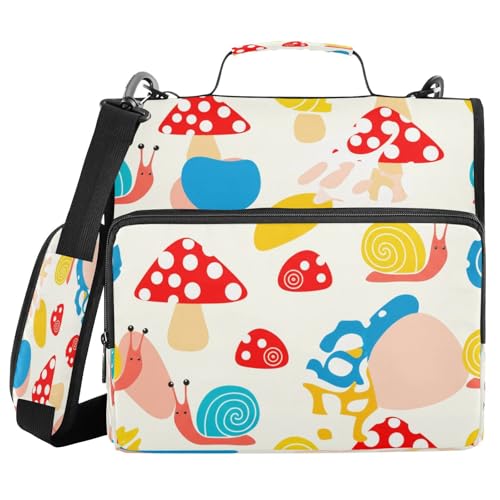 JUMBEAR Mappe mit Reißverschluss, Motiv: niedliche Pilze, mit Schultergurt, 3,8 cm O-Ringe, Fächermappe, mehrere Taschen, Kapazität 600 Blatt JUMBEAR Mappe mit Reißverschluss, Motiv: niedliche Pilze, mit Schultergurt, 3,8 cm O-Ringe, Fächermappe, mehrere Taschen, Kapazität 600 Blatt von JUMBEAR