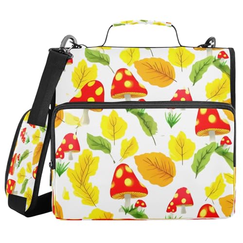 JUMBEAR Mappe mit Reißverschluss, Motiv: niedliche Pilze, mit Schultergurt, 3,8 cm O-Ringe, Fächermappe, mehrere Taschen, Kapazität 600 Blatt JUMBEAR Mappe mit Reißverschluss, Motiv: niedliche Pilze, mit Schultergurt, 3,8 cm O-Ringe, Fächermappe, mehrere Taschen, Kapazität 600 Blatt von JUMBEAR
