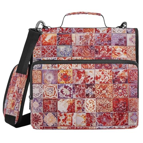 JUMBEAR Mexikanisches Talavera-Keramikfliesenmuster, Reißverschluss-Mappe mit Schultergurt, 3,8 cm O-Ringe, Fächermappe, mehrere Taschen, Kapazität 600 Blatt JUMBEAR Mexikanisches Talavera-Keramikfliesenmuster, Reißverschluss-Mappe mit Schultergurt, 3,8 cm O-Ringe, Fächermappe, mehrere Taschen, Kapazität 600 Blatt von JUMBEAR
