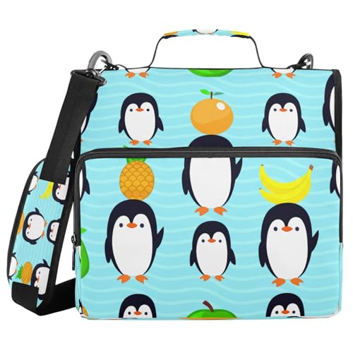 JUMBEAR Niedliche Cartoon-Pinguine, Reißverschluss-Mappe mit Schultergurt, 3,8 cm O-Ringe, erweiterbarer Aktenordner, mehrere Taschen, Kapazität 600 Blatt JUMBEAR Niedliche Cartoon-Pinguine, Reißverschluss-Mappe mit Schultergurt, 3,8 cm O-Ringe, erweiterbarer Aktenordner, mehrere Taschen, Kapazität 600 Blatt von JUMBEAR