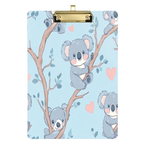 JUMBEAR Niedliche Koala-Klemmbretter, 31,8 x 22,9 cm, A4 Standard-Buchstabengröße, hartes Klemmbrett mit Metallclip, Büro-Klemmbretter für Krankenschwestern, Studenten, Büro von JUMBEAR