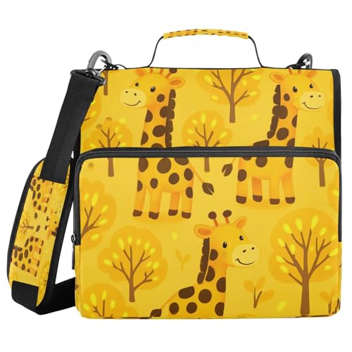 JUMBEAR Niedliches Cartoon-Giraffen-Reißverschlussbuch mit Schultergurt, 3,8 cm O-Ringe, erweiterbarer Aktenordner, mehrere Taschen, Kapazität 600 Blatt JUMBEAR Niedliches Cartoon-Giraffen-Reißverschlussbuch mit Schultergurt, 3,8 cm O-Ringe, erweiterbarer Aktenordner, mehrere Taschen, Kapazität 600 Blatt von JUMBEAR