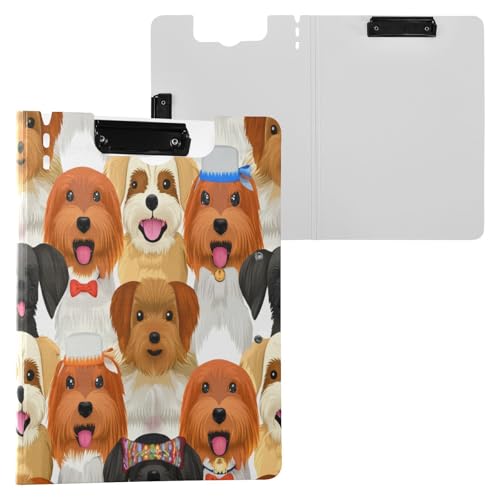 JUMBEAR Niedliches Cartoon-Hunde-Klemmbrett A4 mit Doppel-Clips, faltbares Klemmbrett mit Abdeckung, leichter persönlicher Organizer, geeignet für Krankenhaus, Büro, Schule, Geschäft, Klassenzimmer von JUMBEAR