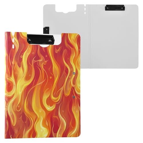 JUMBEAR Orange Fire Klemmbrett A4 mit doppelten Clips, faltbares Klemmbrett mit Abdeckung, leichter persönlicher Organizer, geeignet für Krankenhaus, Büro, Schule, Geschäft, Klassenzimmer von JUMBEAR