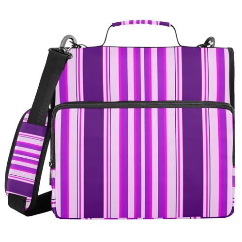 JUMBEAR Ordner mit Reißverschluss, gestreift, mit Schultergurt, 3,8 cm O-Ringe, Fächermappe, mehrere Taschen, Kapazität 600 Blatt, Violett JUMBEAR Ordner mit Reißverschluss, gestreift, mit Schultergurt, 3,8 cm O-Ringe, Fächermappe, mehrere Taschen, Kapazität 600 Blatt, Violett von JUMBEAR