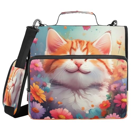 JUMBEAR Ordner mit Reißverschluss und Schultergurt, 3,8 cm O-Ringe, Fächermappe, mehrere Taschen, Kapazität 600 Blatt von JUMBEAR