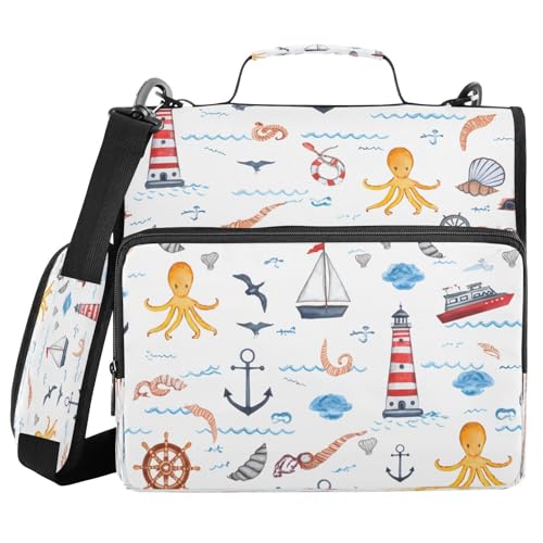 JUMBEAR Ordner mit Reißverschluss und Schultergurt, 3,8 cm O-Ringe, Fächermappe, mehrere Taschen, Kapazität 600 Blatt von JUMBEAR
