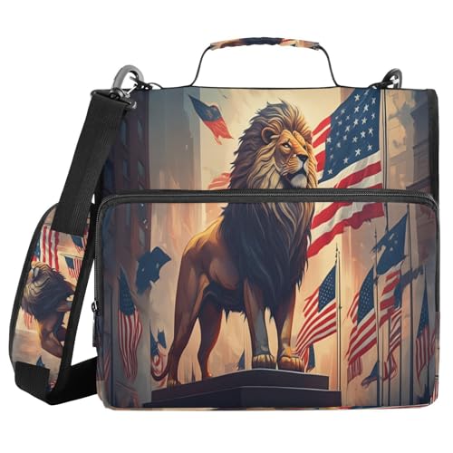 JUMBEAR Ordner mit Reißverschluss und Schultergurt, 3,8 cm O-Ringe, Fächermappe, mehrere Taschen, Kapazität 600 Blatt von JUMBEAR