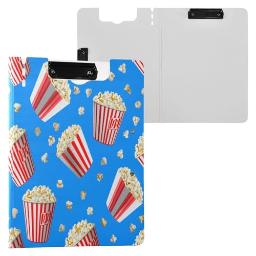 JUMBEAR Popcorn-Klemmbrett A4 mit Doppel-Clips, faltbares Klemmbrett mit Abdeckung, leicht, persönlicher Organizer, geeignet für Krankenhaus, Büro, Schule, Geschäft, Klassenzimmer von JUMBEAR