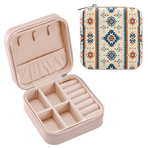 JUMBEAR Reise-Schmuckschatulle für Damen, Reise-Schmuckkästchen, Reise-Schmuckkoffer, kleine Schmuckschatulle für Halskette, Armband, Ohrringe, aztekisches Tribal-Muster JUMBEAR Reise-Schmuckschatulle für Damen, Reise-Schmuckkästchen, Reise-Schmuckkoffer, kleine Schmuckschatulle für Halskette, Armband, Ohrringe, aztekisches Tribal-Muster von JUMBEAR