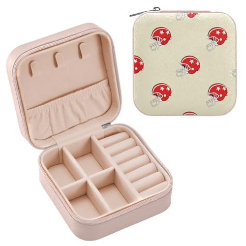 JUMBEAR Reise-Schmuckschatulle mit roter Rugby-Kappe, Organizer für Damen, Mini-Reise-Schmuck-Aufbewahrungsbox für Halsketten, Armbänder, Ohrringe JUMBEAR Reise-Schmuckschatulle mit roter Rugby-Kappe, Organizer für Damen, Mini-Reise-Schmuck-Aufbewahrungsbox für Halsketten, Armbänder, Ohrringe von JUMBEAR