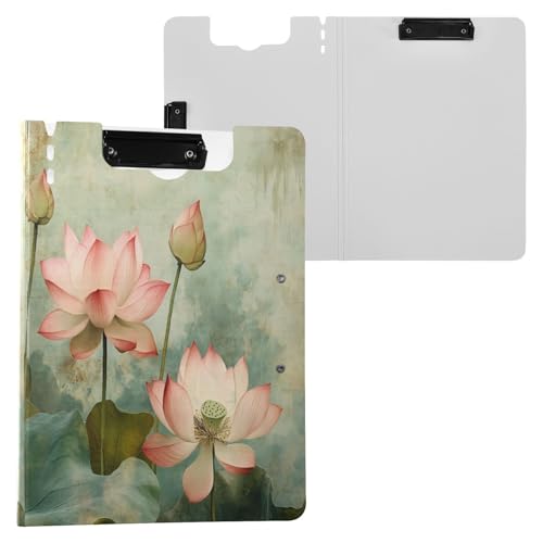 JUMBEAR Schönes Aquarell-Klemmbrett mit Lotusblüte, A4 mit Doppel-Clips, faltbares Klemmbrett mit Abdeckung, leichter persönlicher Organizer, geeignet für Krankenhaus, Büro, Schule, Geschäft JUMBEAR Schönes Aquarell-Klemmbrett mit Lotusblüte, A4 mit Doppel-Clips, faltbares Klemmbrett mit Abdeckung, leichter persönlicher Organizer, geeignet für Krankenhaus, Büro, Schule, Geschäft von JUMBEAR