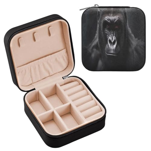 JUMBEAR Schwarze Gorilla-Reise-Schmuckschatulle für Damen, Reise-Schmuckkästchen, Reise-Schmuckkoffer, kleine Schmuckschatulle für Halsketten, Armbänder, Ohrringe JUMBEAR Schwarze Gorilla-Reise-Schmuckschatulle für Damen, Reise-Schmuckkästchen, Reise-Schmuckkoffer, kleine Schmuckschatulle für Halsketten, Armbänder, Ohrringe von JUMBEAR