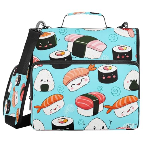 JUMBEAR Süßes Sushi-Reißverschlussbuch mit Schultergurt, 3,8 cm O-Ringe, erweiterbarer Aktenordner, mehrere Taschen, Kapazität 600 Blatt JUMBEAR Süßes Sushi-Reißverschlussbuch mit Schultergurt, 3,8 cm O-Ringe, erweiterbarer Aktenordner, mehrere Taschen, Kapazität 600 Blatt von JUMBEAR