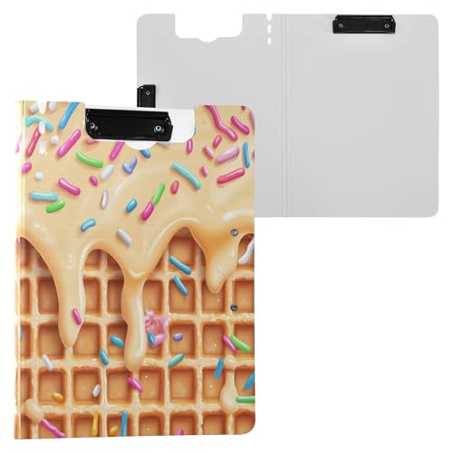 JUMBEAR Yummy Eiscreme-Klemmbrett A4 mit Doppel-Clips, faltbares Klemmbrett mit Abdeckung, leichter persönlicher Organizer, geeignet für Krankenhaus, Büro, Schule, Geschäft, Klassenzimmer von JUMBEAR